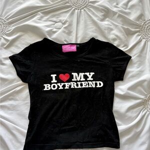 Black Short Sleeve Tee with Heart Graphic